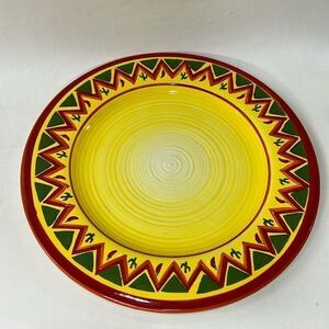Oneida Kitchen LaFiesta Dinner Plate 11 In Round Yellow Red Cactus Pepper